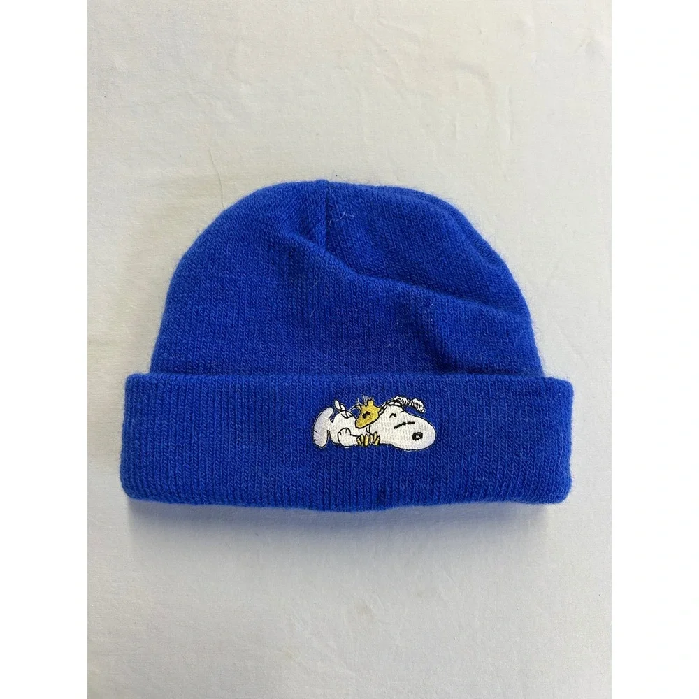 Vintage 1997 baby/kids Peanut Snoopy Woodstock Blue Embroidered Beanie Hat